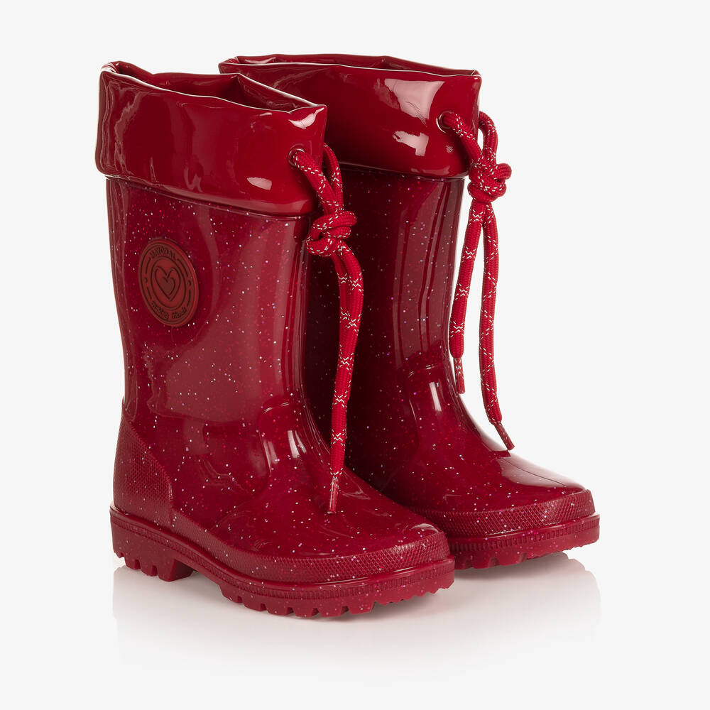 Mayoral Girls Red Glitter Rain Boots Childrensalon Outlet