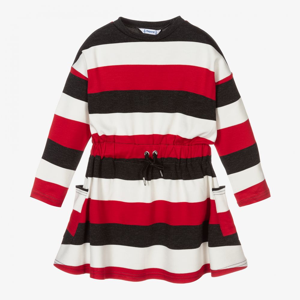 Mayoral-Girls Red & Grey Jersey Dress | Childrensalon Outlet