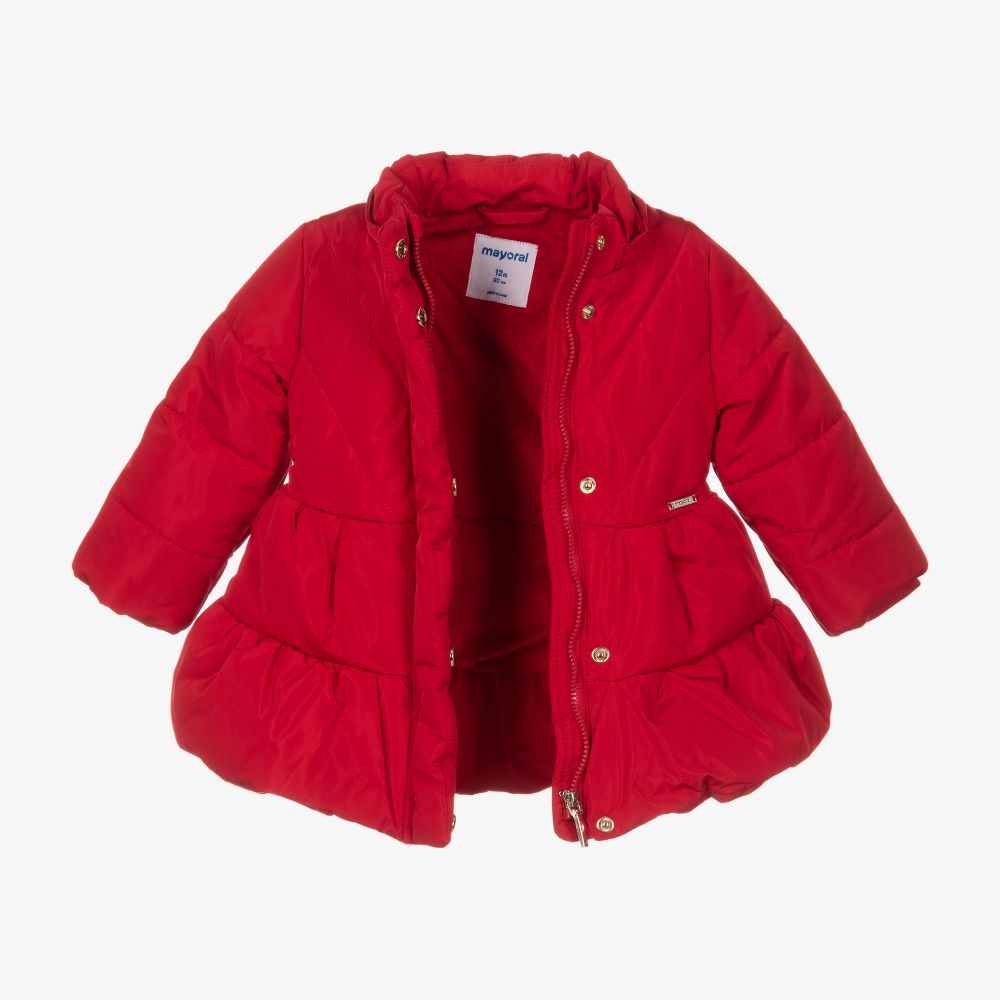 Mayoral Girls Red Hooded Puffer Coat