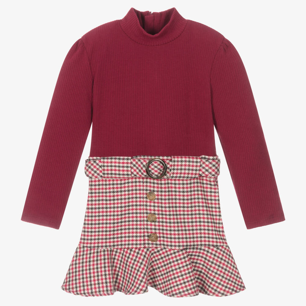 Mayoral - Robe pied-de-poule rouge Fille | Childrensalon