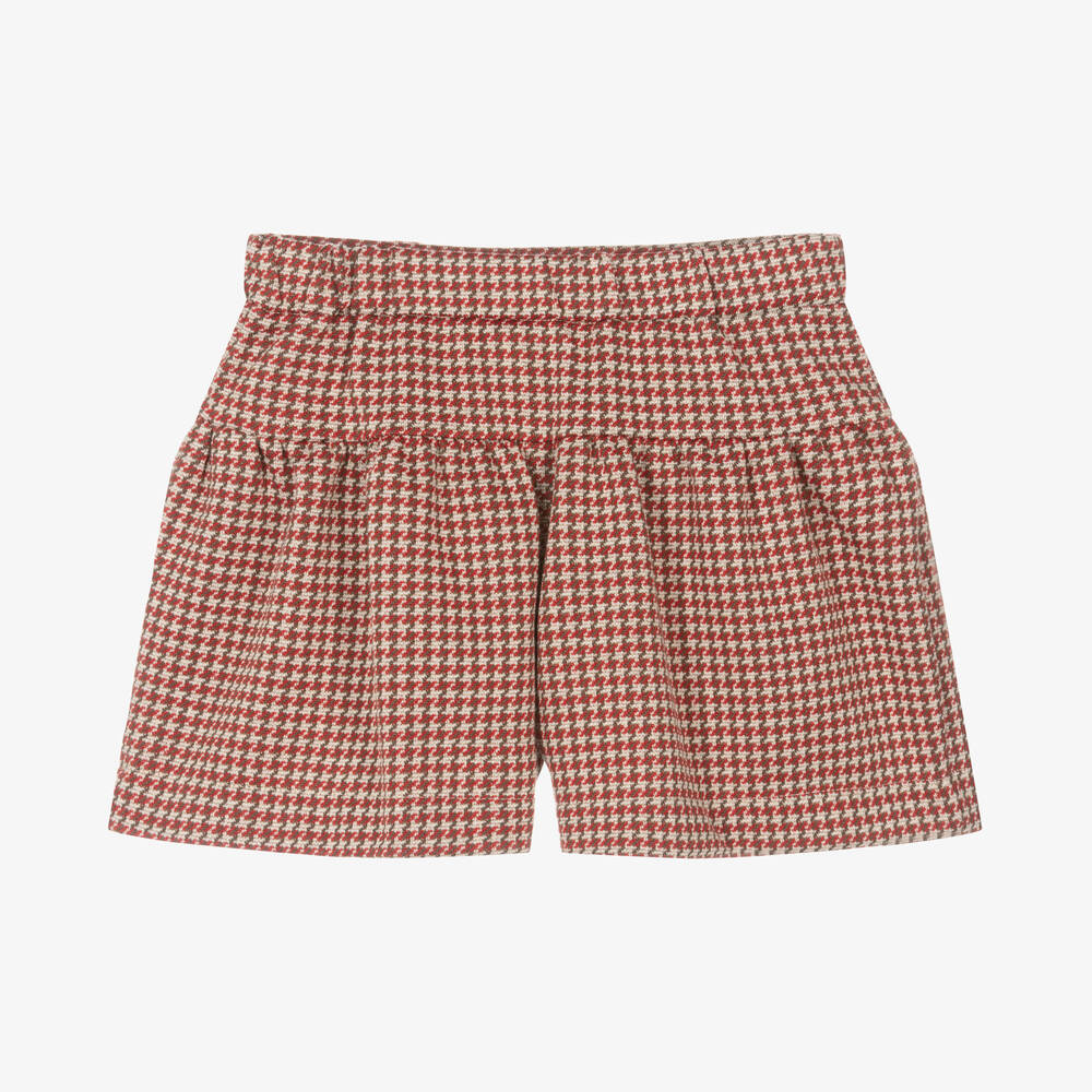 Mayoral-Girls Red Houndstooth Jacquard Shorts | Childrensalon Outlet