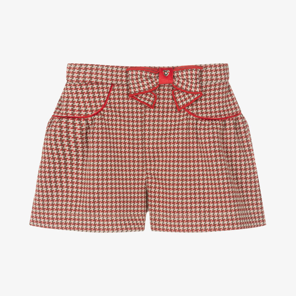 Mayoral - Short rouge pied-de-poule pour fille | Childrensalon