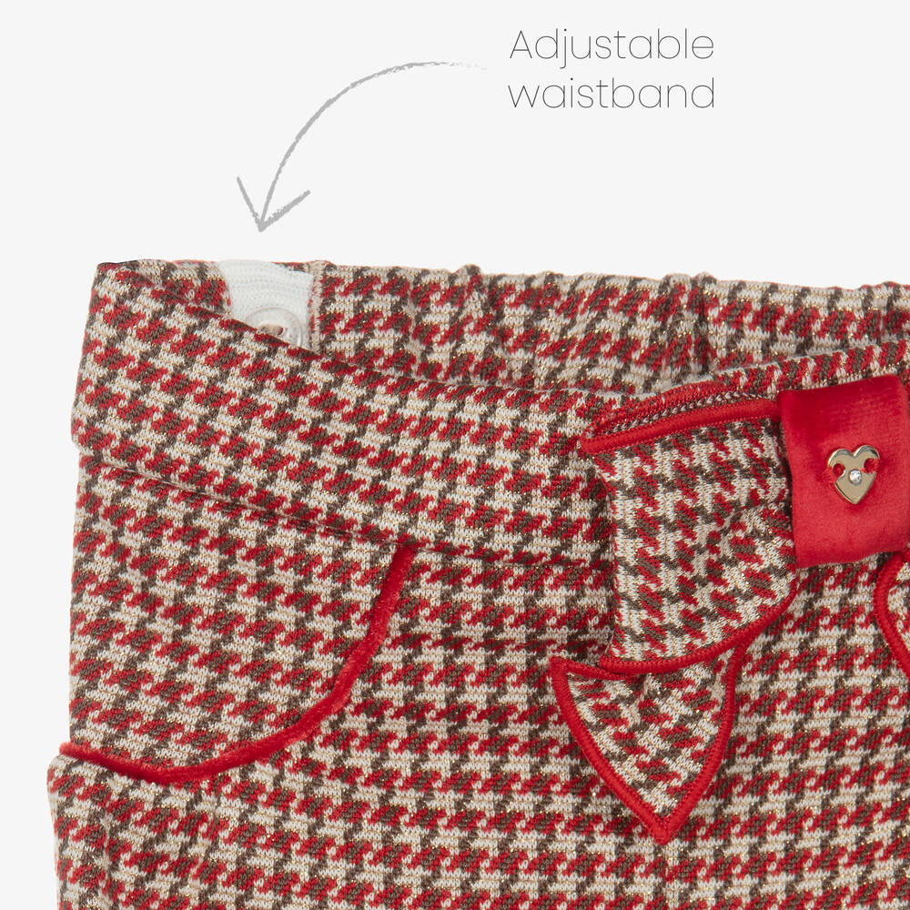 Mayoral-Girls Red Houndstooth Jacquard Shorts | Childrensalon Outlet