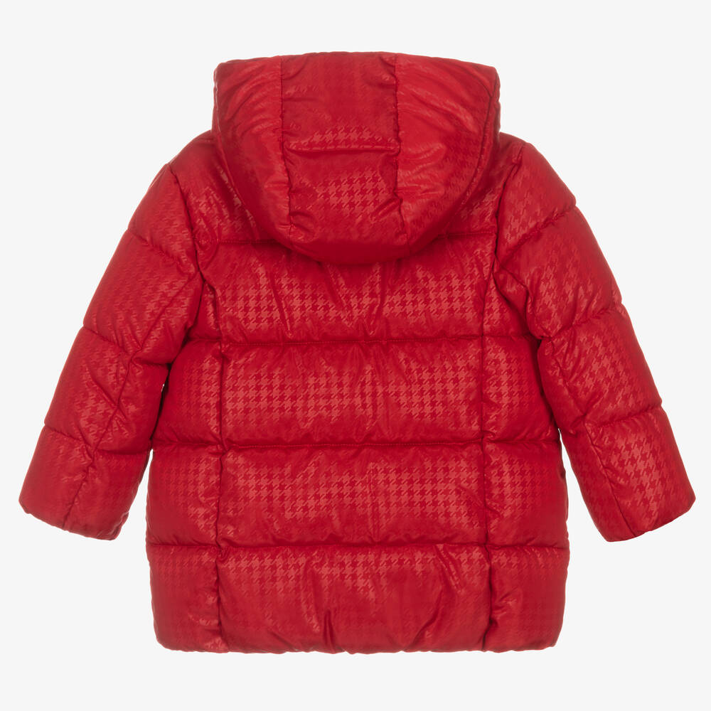 Mayoral-Girls Red Houndstooth Puffer Coat | Childrensalon Outlet