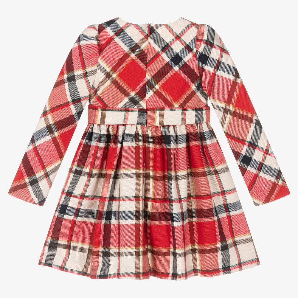Mayoral-Girls Red & Ivory Check Dress | Childrensalon Outlet