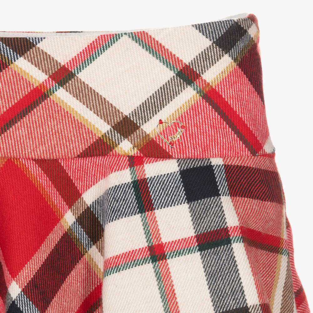 Mayoral-Girls Red & Ivory Check Skirt | Childrensalon Outlet