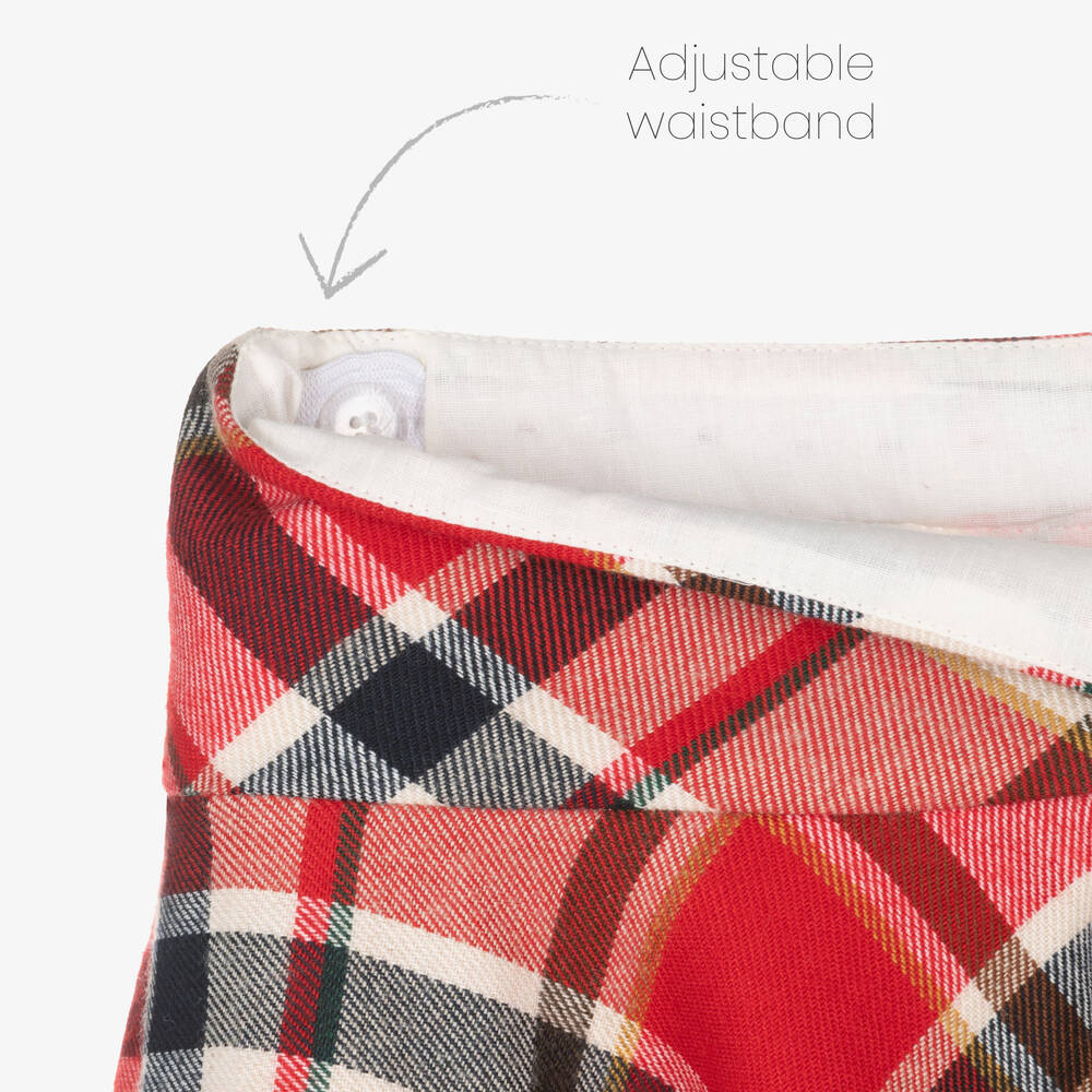 Mayoral-Girls Red & Ivory Check Skirt | Childrensalon Outlet