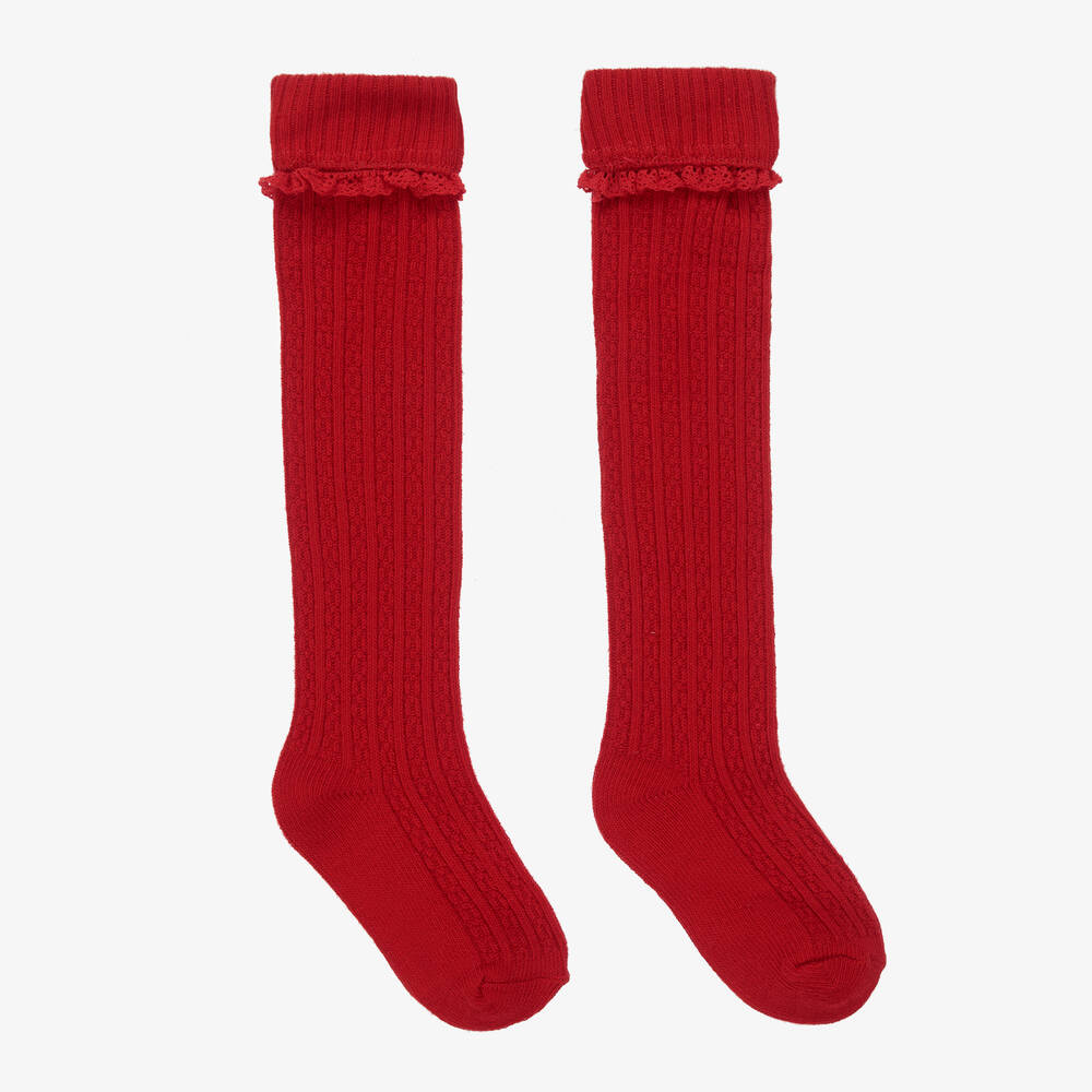 Mayoral - Chaussettes rouges montantes fille | Childrensalon