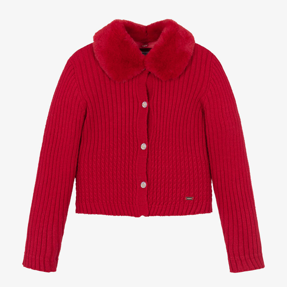 Mayoral - Girls Red Knitted Cardigan | Childrensalon