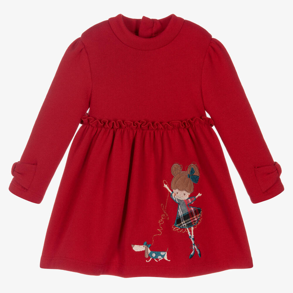 Mayoral - Girls Red Knitted Dress | Childrensalon