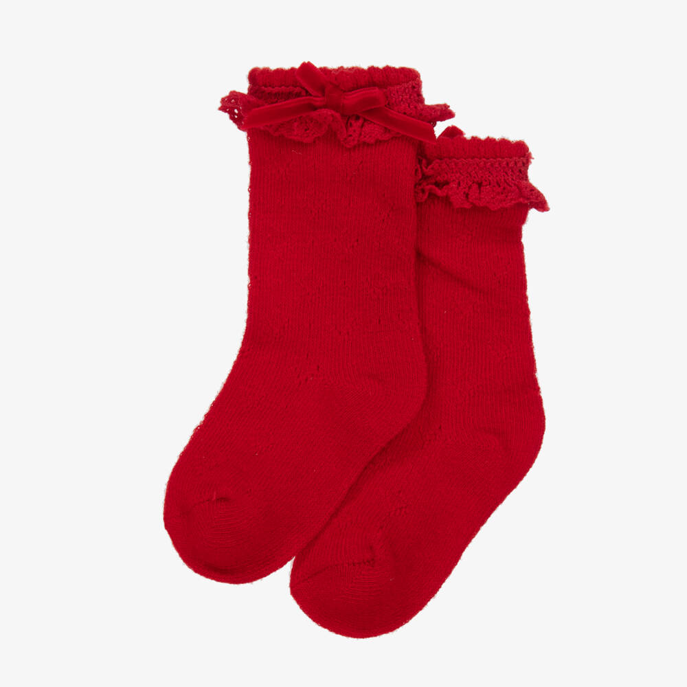 Mayoral Newborn-Girls Red Lace Trim Socks | Childrensalon Outlet