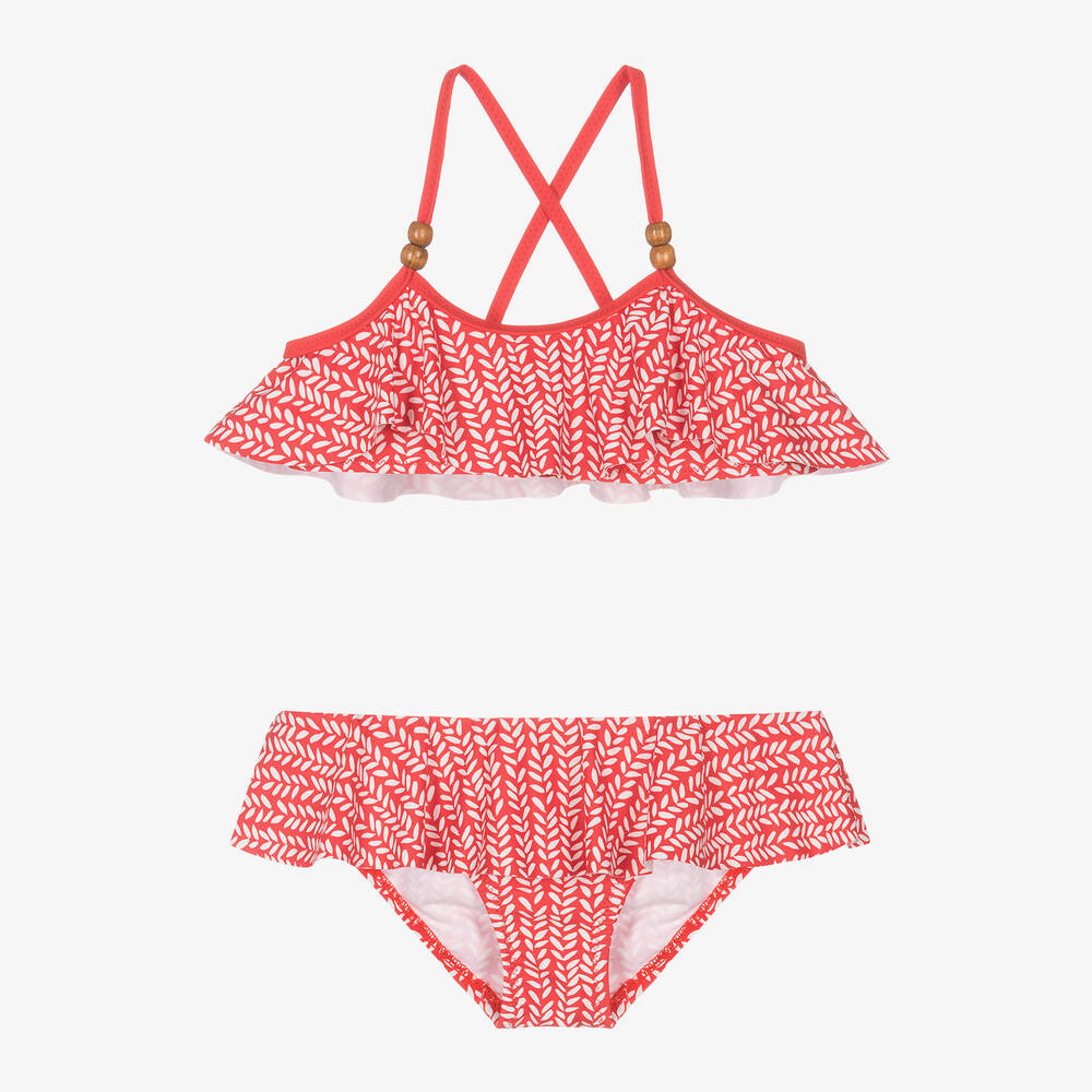 Mayoral-Girls Red Leaf Print Bikini | Childrensalon Outlet