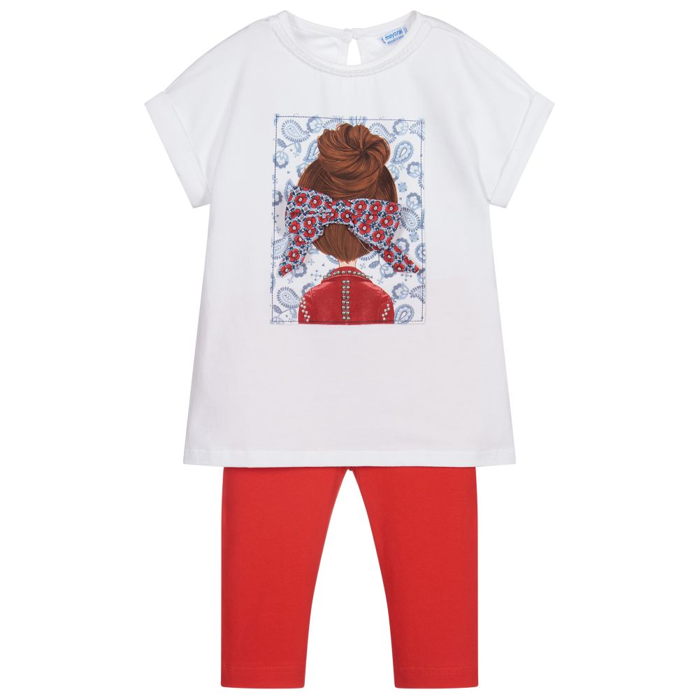 Mayoral - Girls Red Leggings Set | Childrensalon