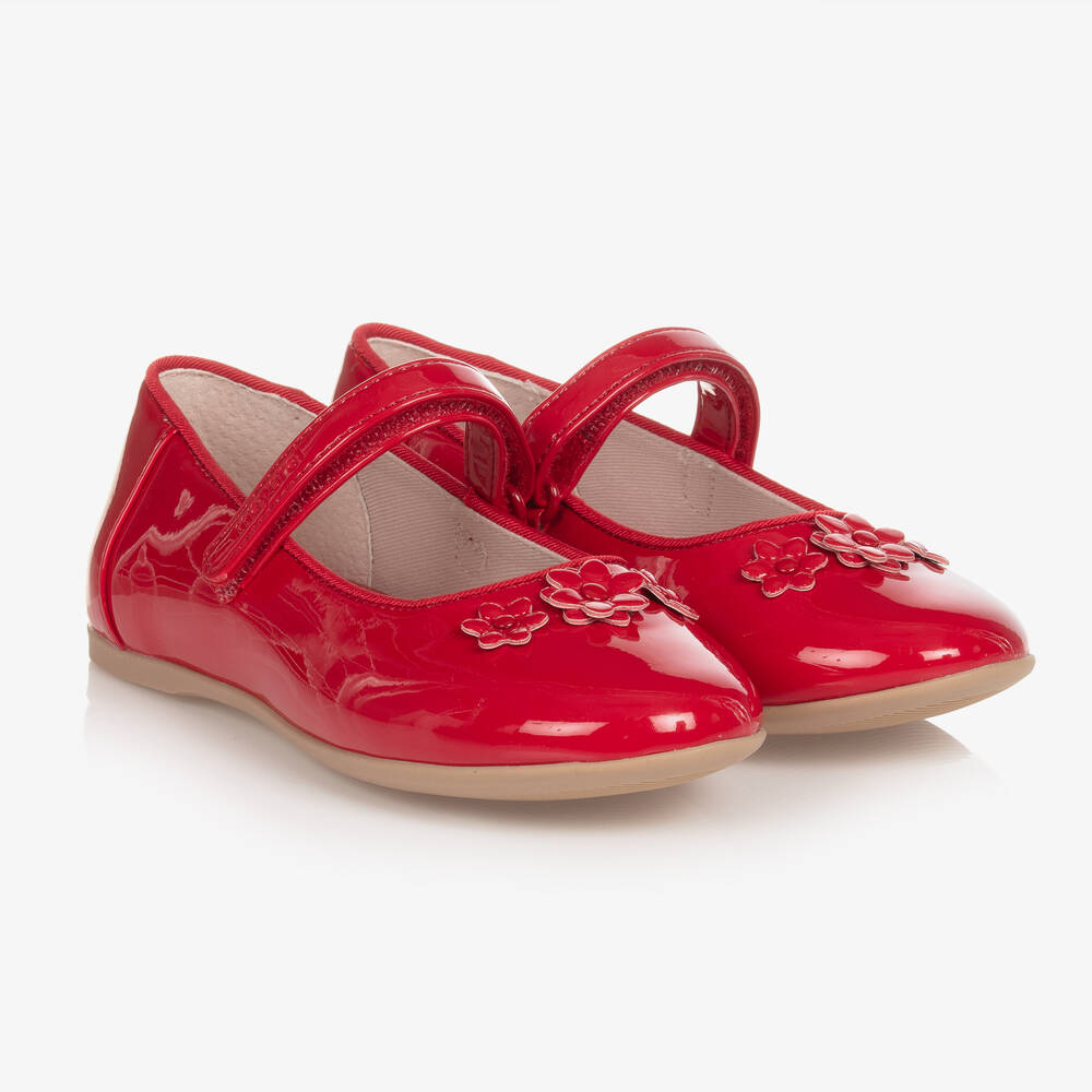 Mayoral - حذاء باليرينا جلد صناعي لامع لون أحمر للبنات | Childrensalon