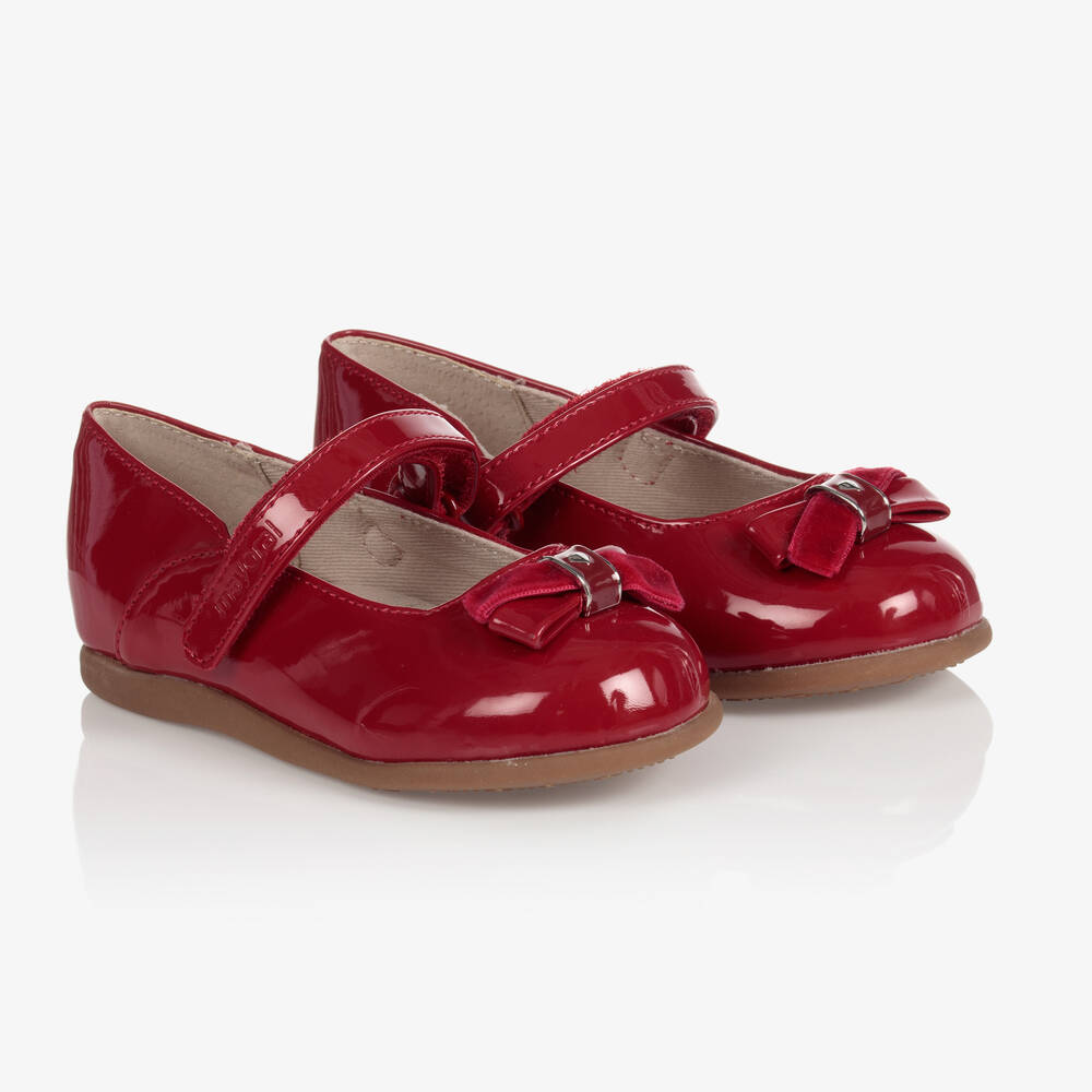 Mayoral - حذاء أطفال بناتي جلد صناعي لامع لون أحمر | Childrensalon