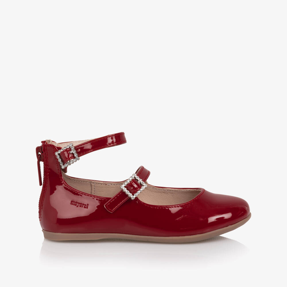 Mayoral-Girls Red Patent Faux Leather Shoes with Ankle Straps | Childrensalon Outlet