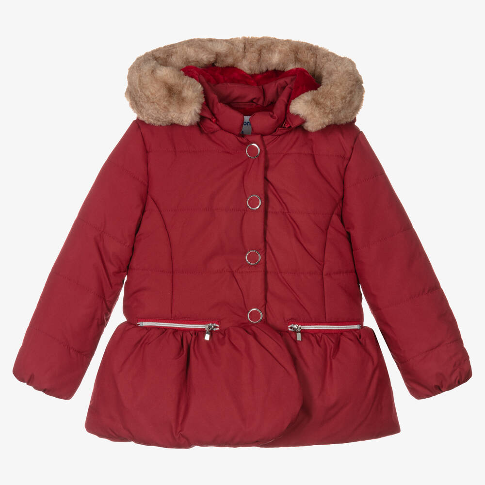 Mayoral - Girls Red Peplum Puffer Coat | Childrensalon