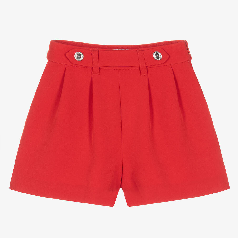 Short rouge plisse fille
