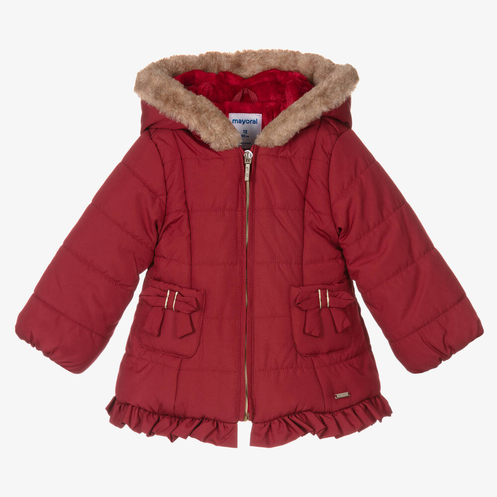 Mayoral - Girls Red Puffer Coat | Childrensalon