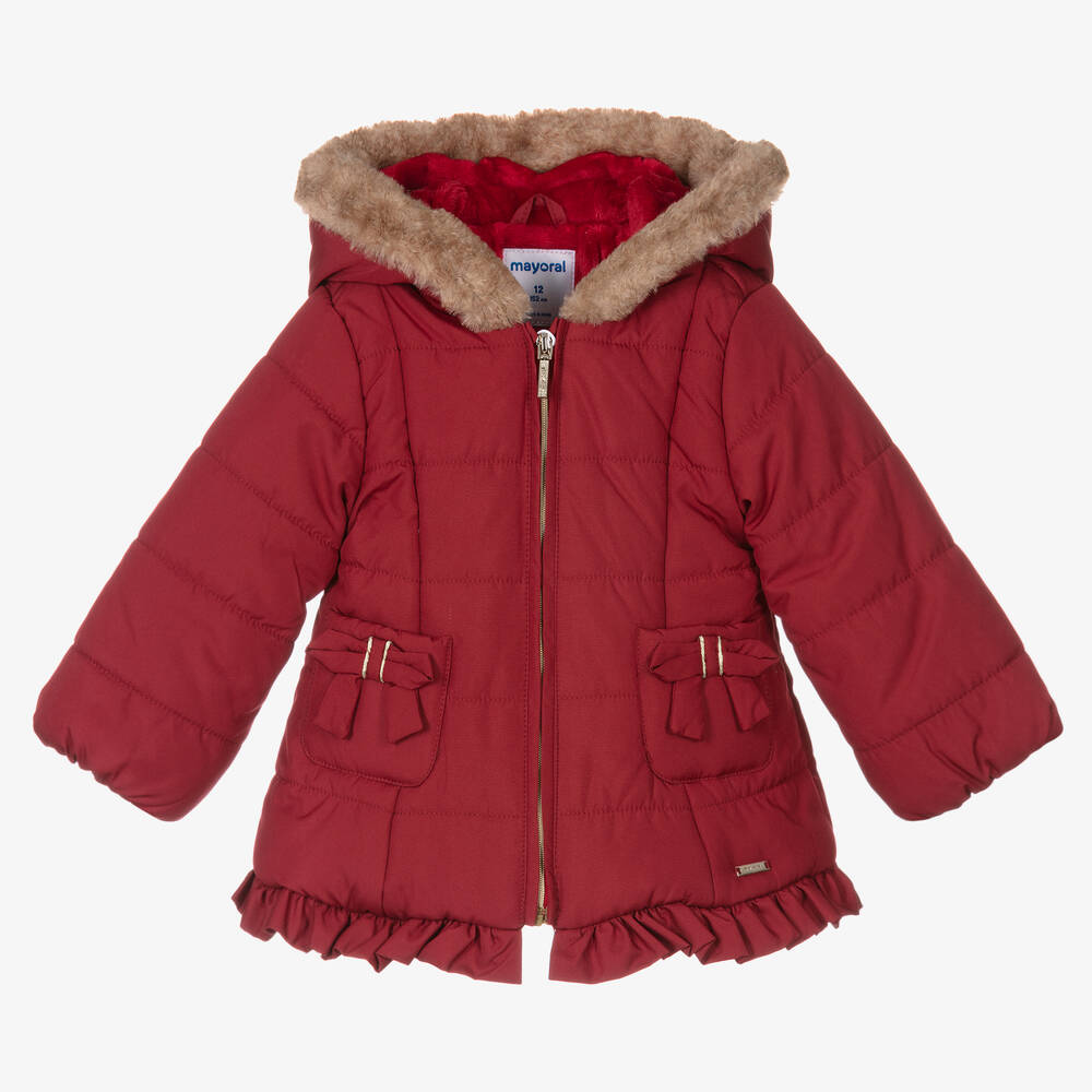 Mayoral-Girls Red Puffer Coat | Childrensalon Outlet