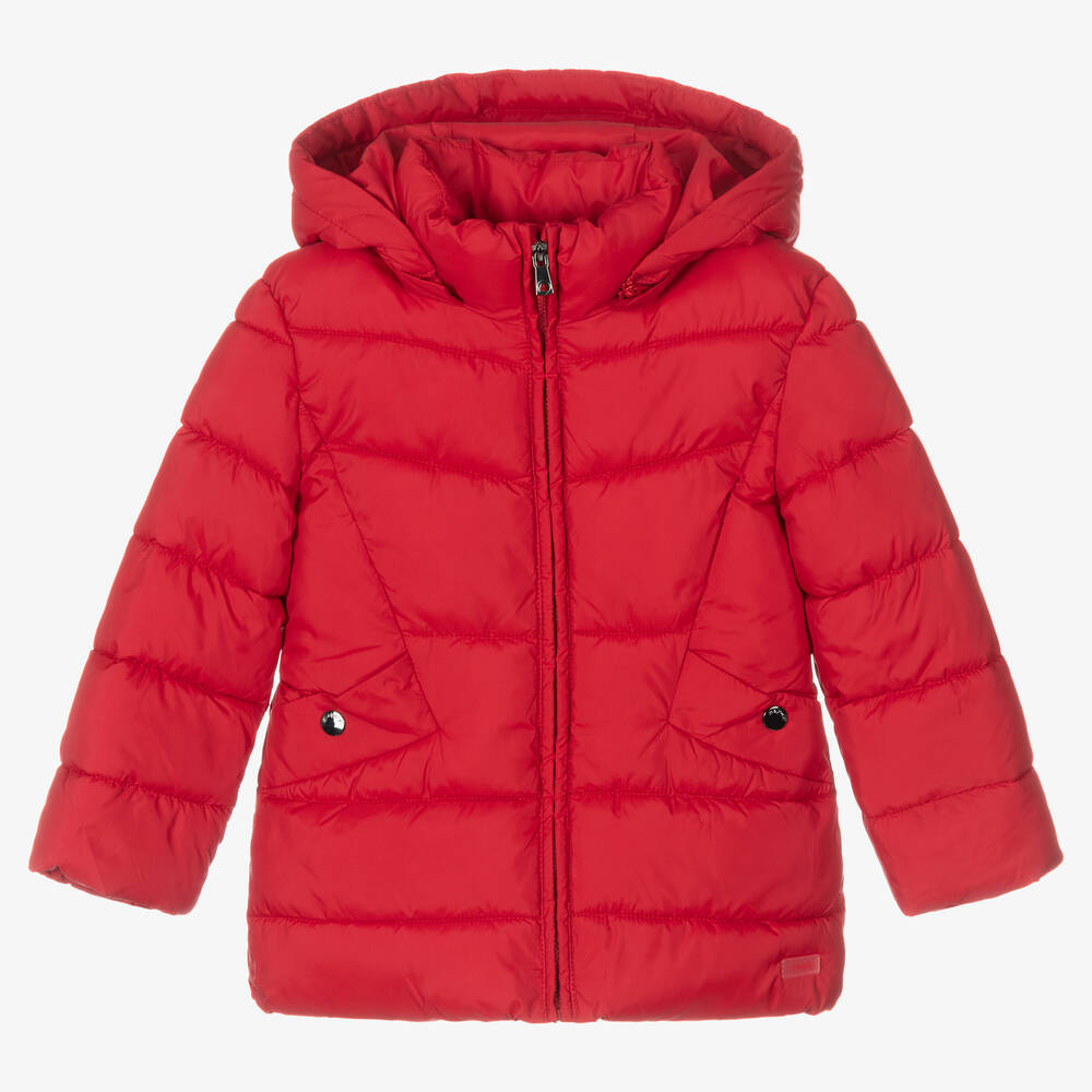 Mayoral - معطف بافر لون أحمر للبنات | Childrensalon