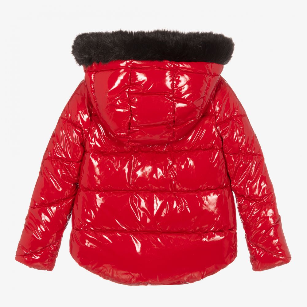 Girls red padded jacket sales
