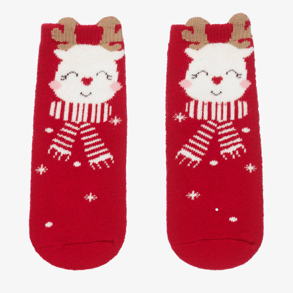 Mayoral - Girls Red Reindeer Ankle Socks | Childrensalon
