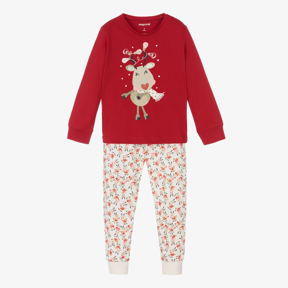 Mayoral - Girls Red Reindeer Pyjamas | Childrensalon