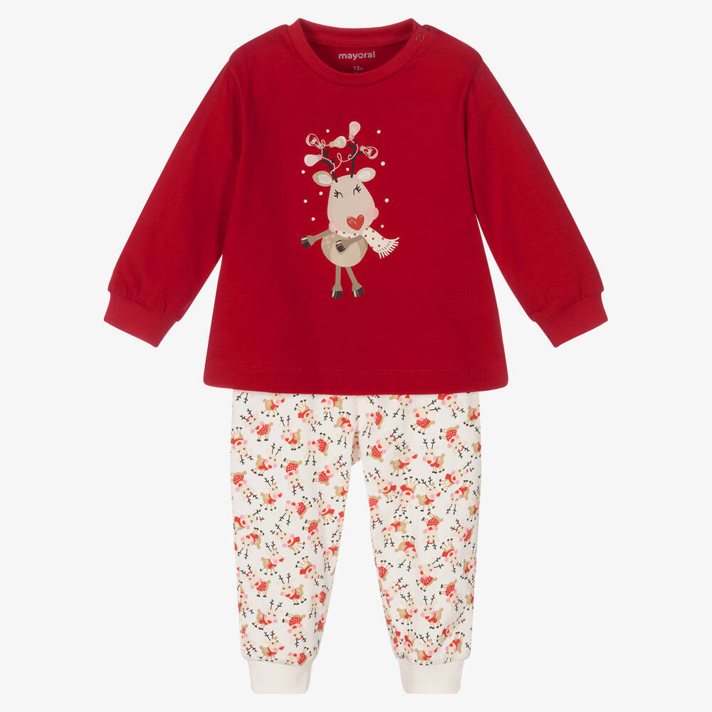 Mayoral - Girls Red Reindeer Pyjamas | Childrensalon