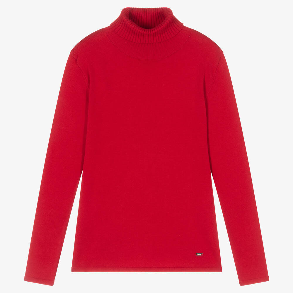 Mayoral - Girls Red Roll Neck Sweater | Childrensalon