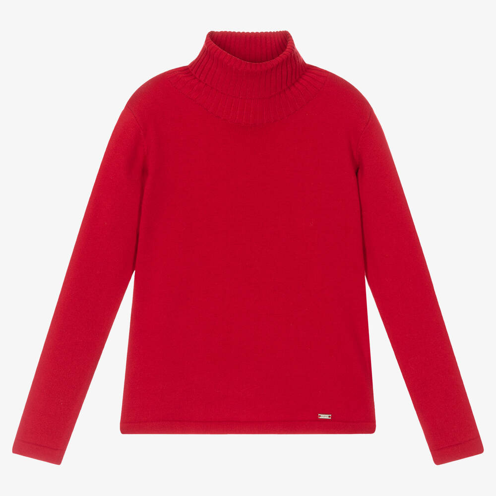 Mayoral - Girls Red Roll Neck Top | Childrensalon