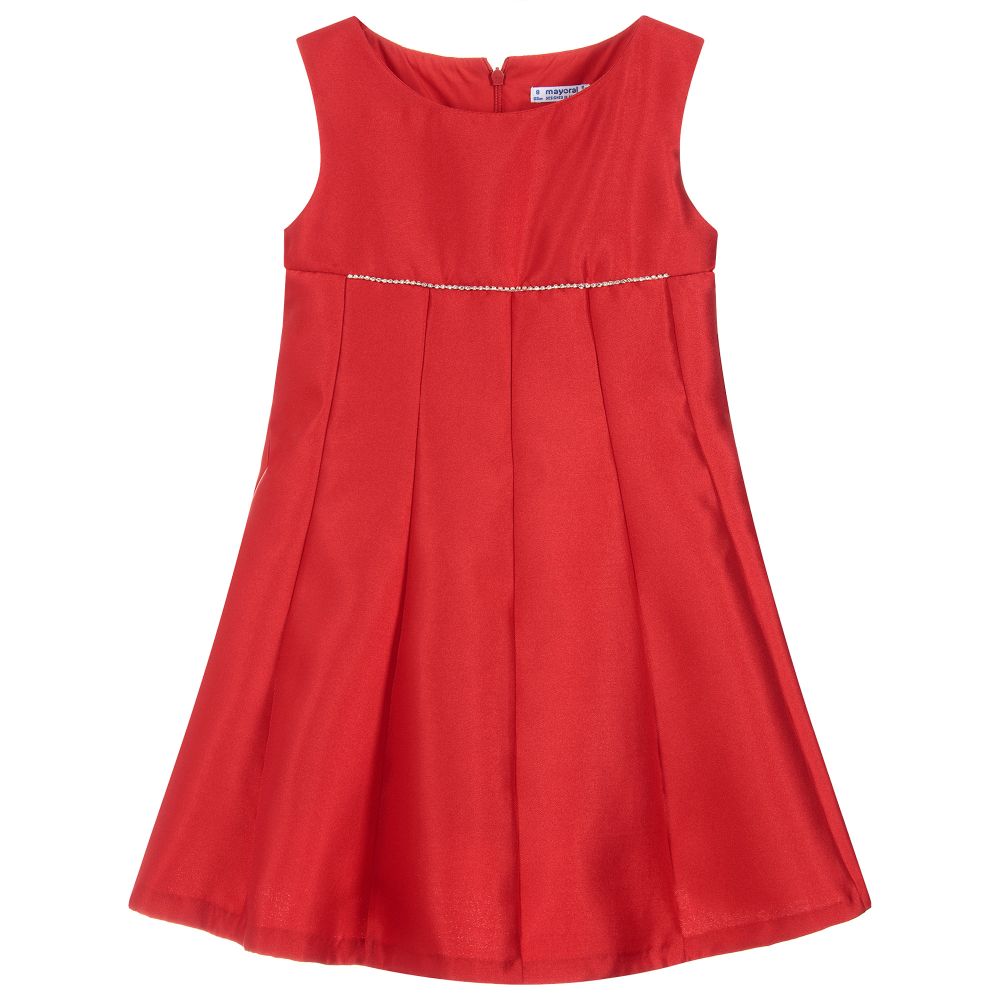 Mayoral - Girls Red Satin Dress | Childrensalon