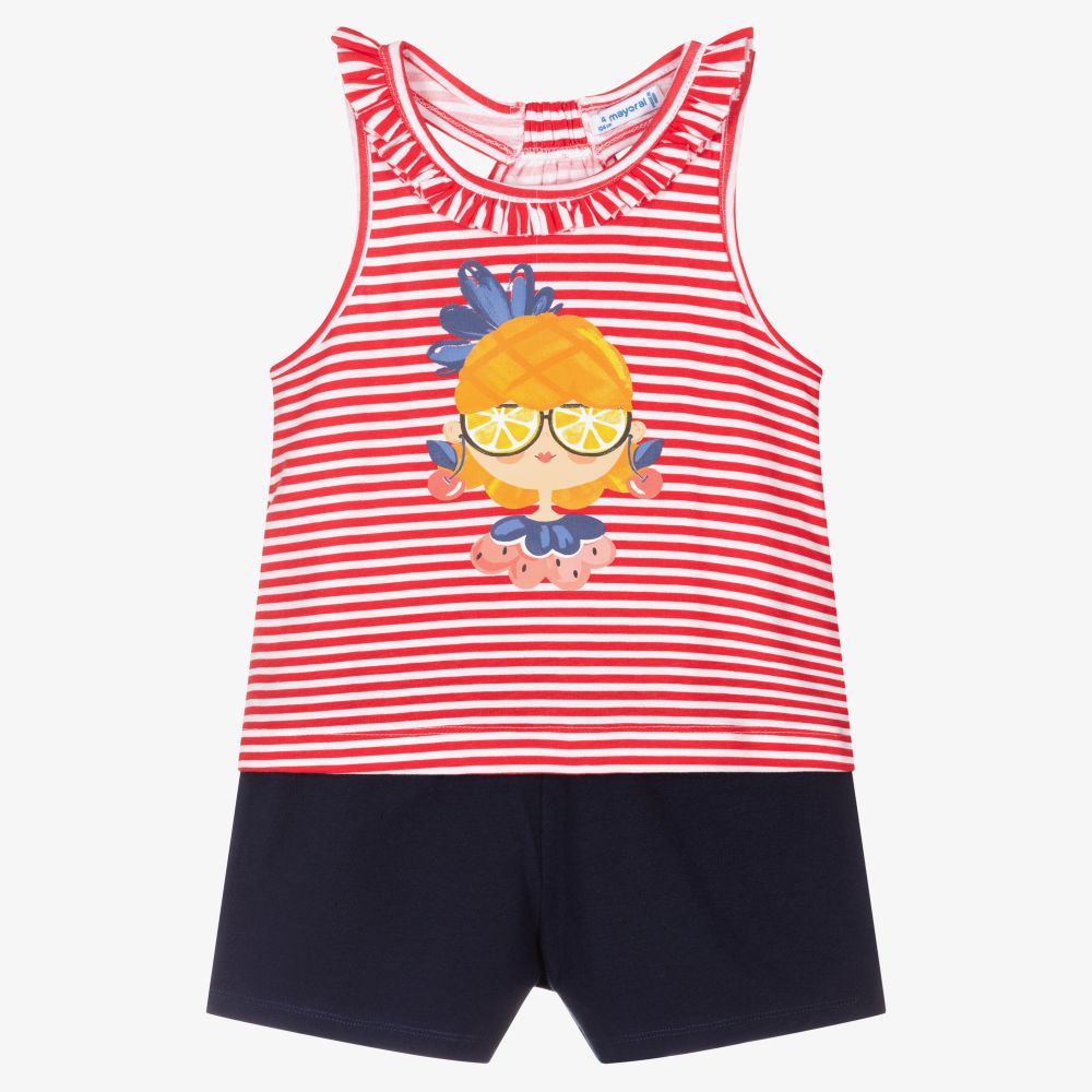Mayoral-Girls Red Shorts Set | Childrensalon Outlet