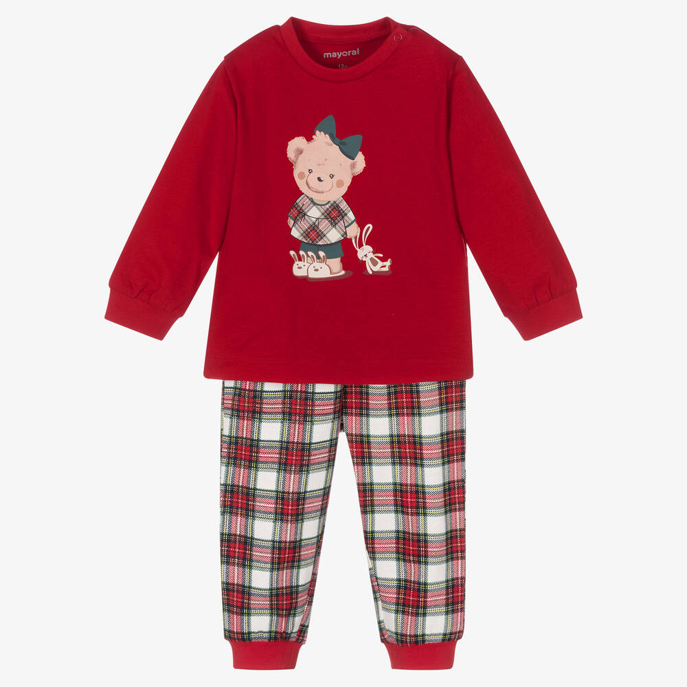 Mayoral - Girls Red Tartan Pyjamas | Childrensalon