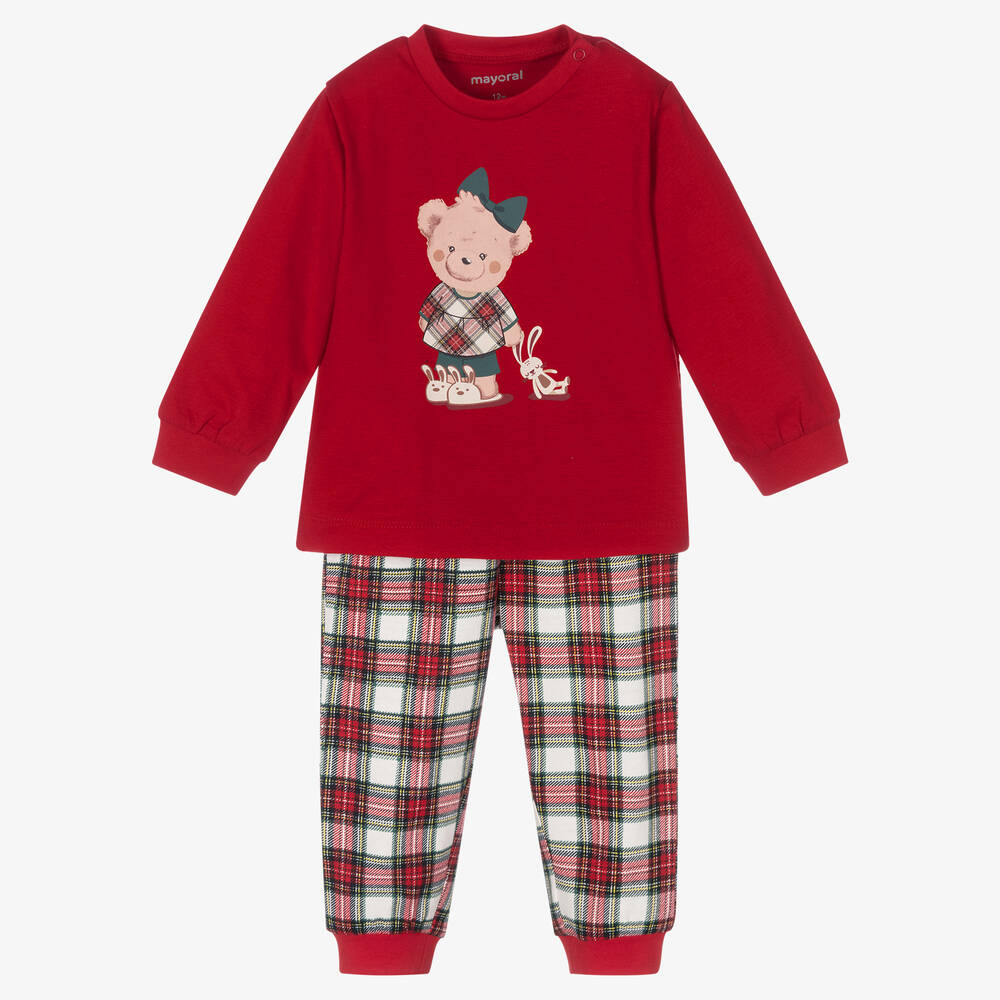 Mayoral Girls Red Tartan Pyjamas Childrensalon Outlet