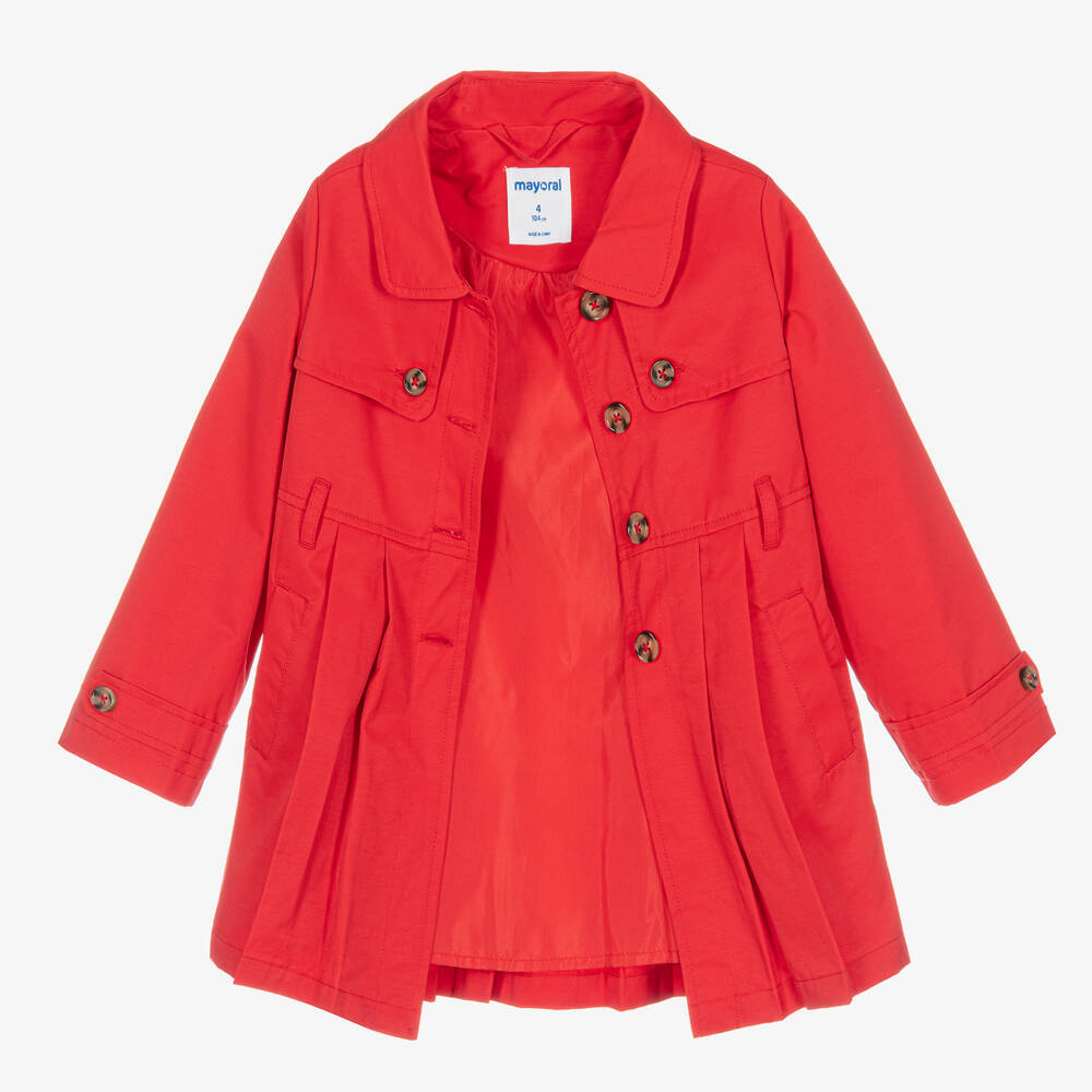 Mayoral-Girls Red Trench Coat | Childrensalon Outlet