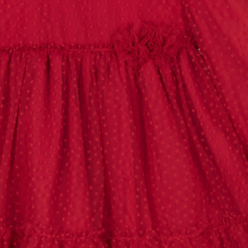 Mayoral-Красное платье с тюлем в горошек | Childrensalon Outlet