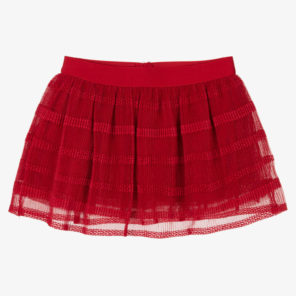 Mayoral - Красная юбка из тюля с кружевом | Childrensalon