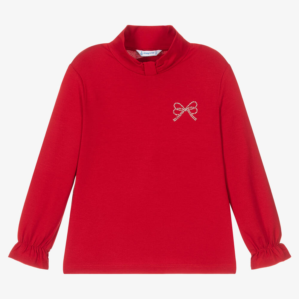 Mayoral - Girls Red Turtle Neck Top | Childrensalon