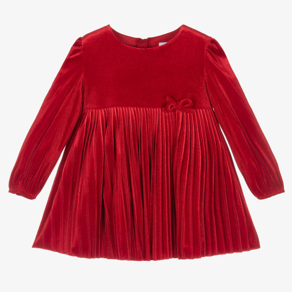 Mayoral - Girls Red Velour Dress | Childrensalon