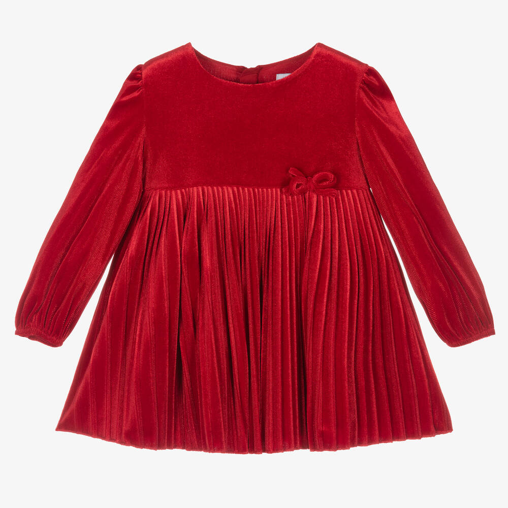Mayoral-Girls Red Velour Dress | Childrensalon Outlet