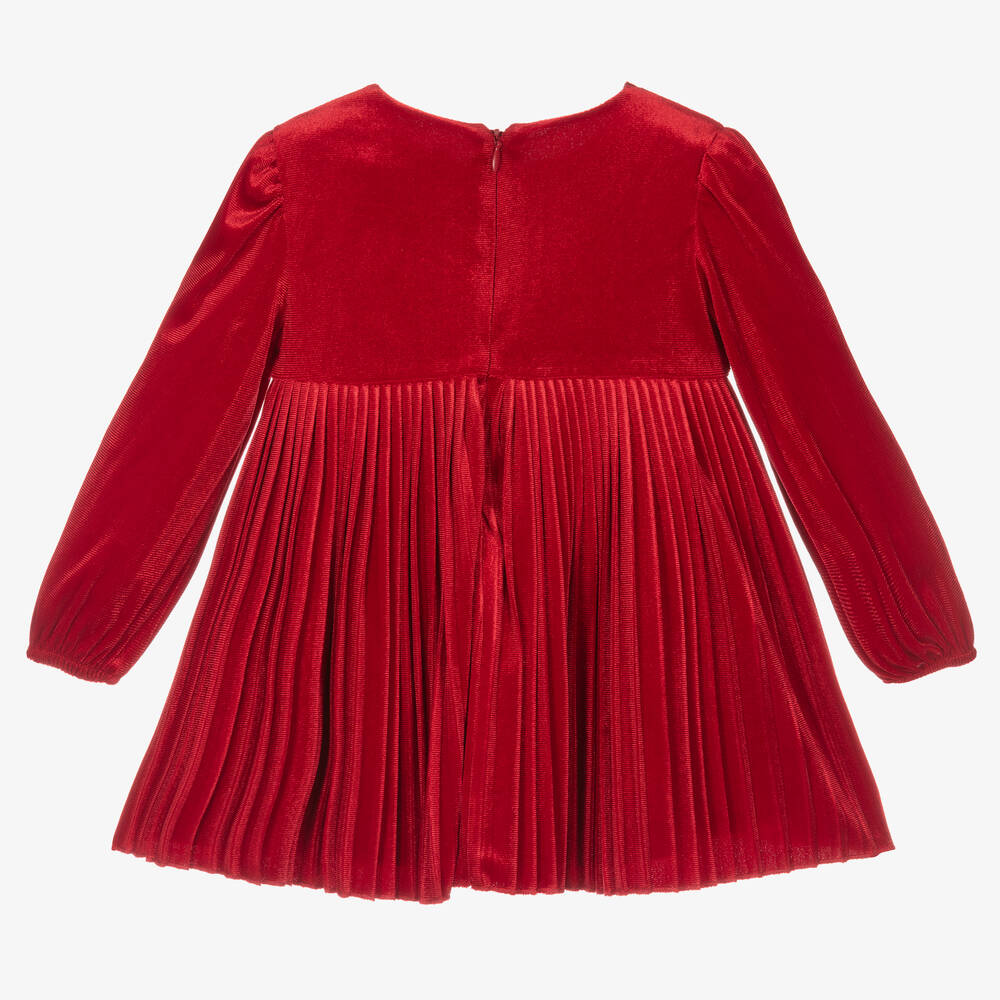 Mayoral-فستان أطفال بناتي قطيفة لون أحمر | Childrensalon Outlet