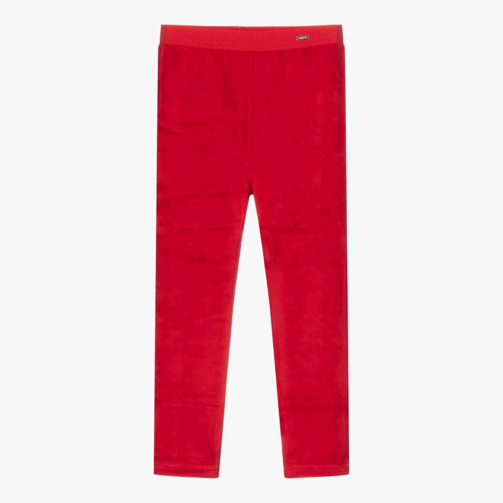 Mayoral - Girls Red Velour Leggings 