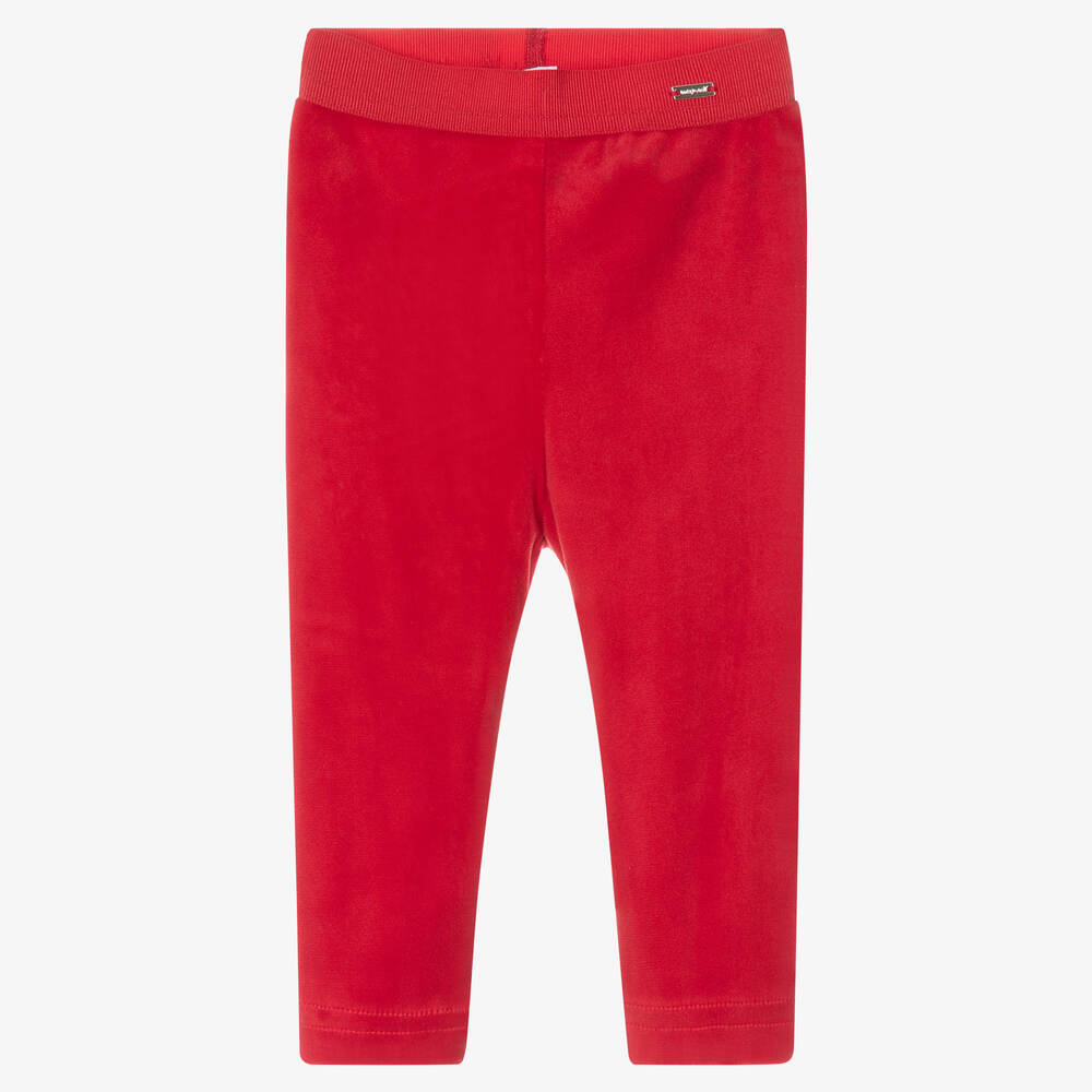 Mayoral - Girls Red Velour Leggings | Childrensalon