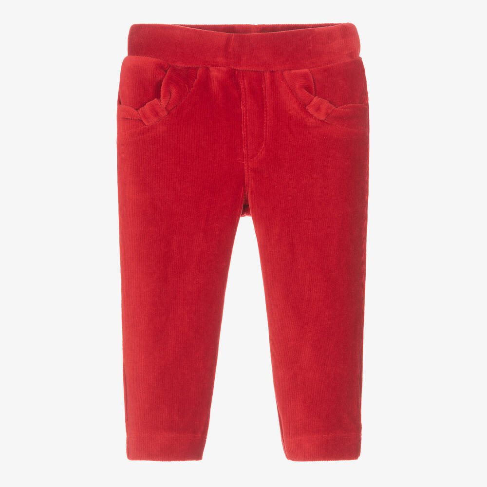Mayoral - Girls Red Velour Trousers | Childrensalon
