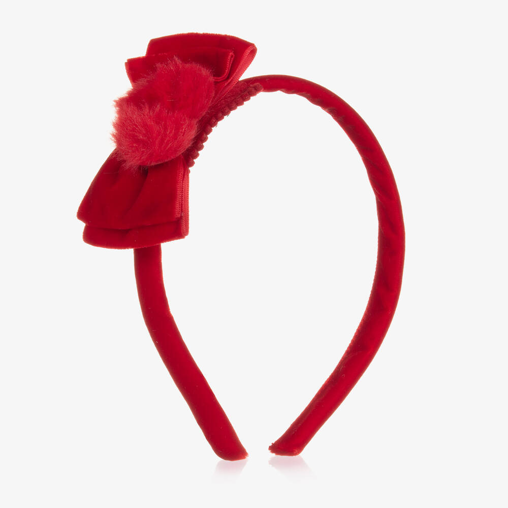 Mayoral - Girls Red Velvet Bow Hairband | Childrensalon