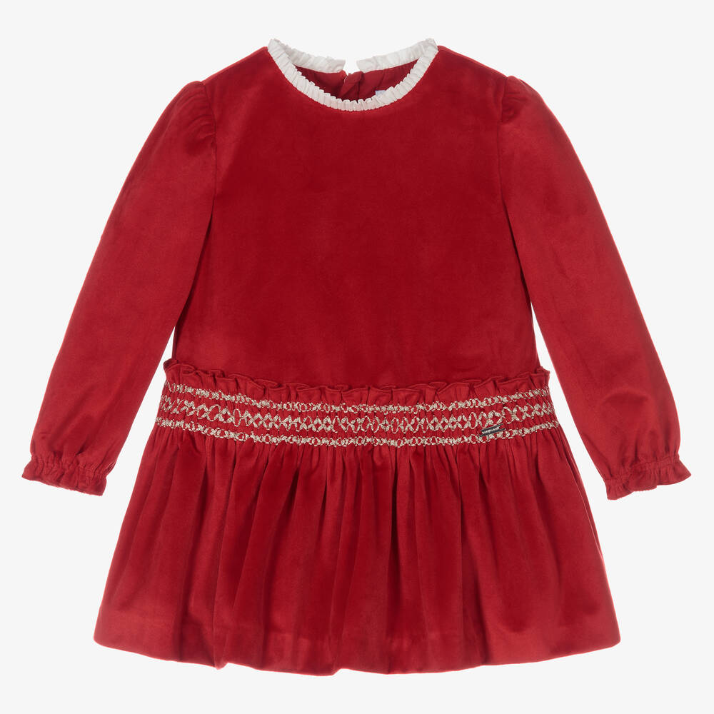 Mayoral - Girls Red Velvet Dress | Childrensalon