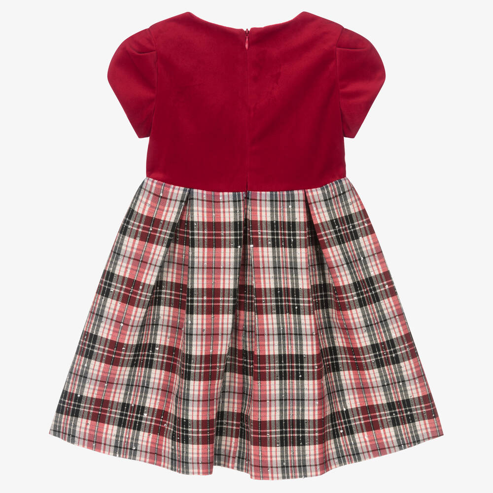 Mayoral-Girls Red Velvet Tartan Dress | Childrensalon Outlet