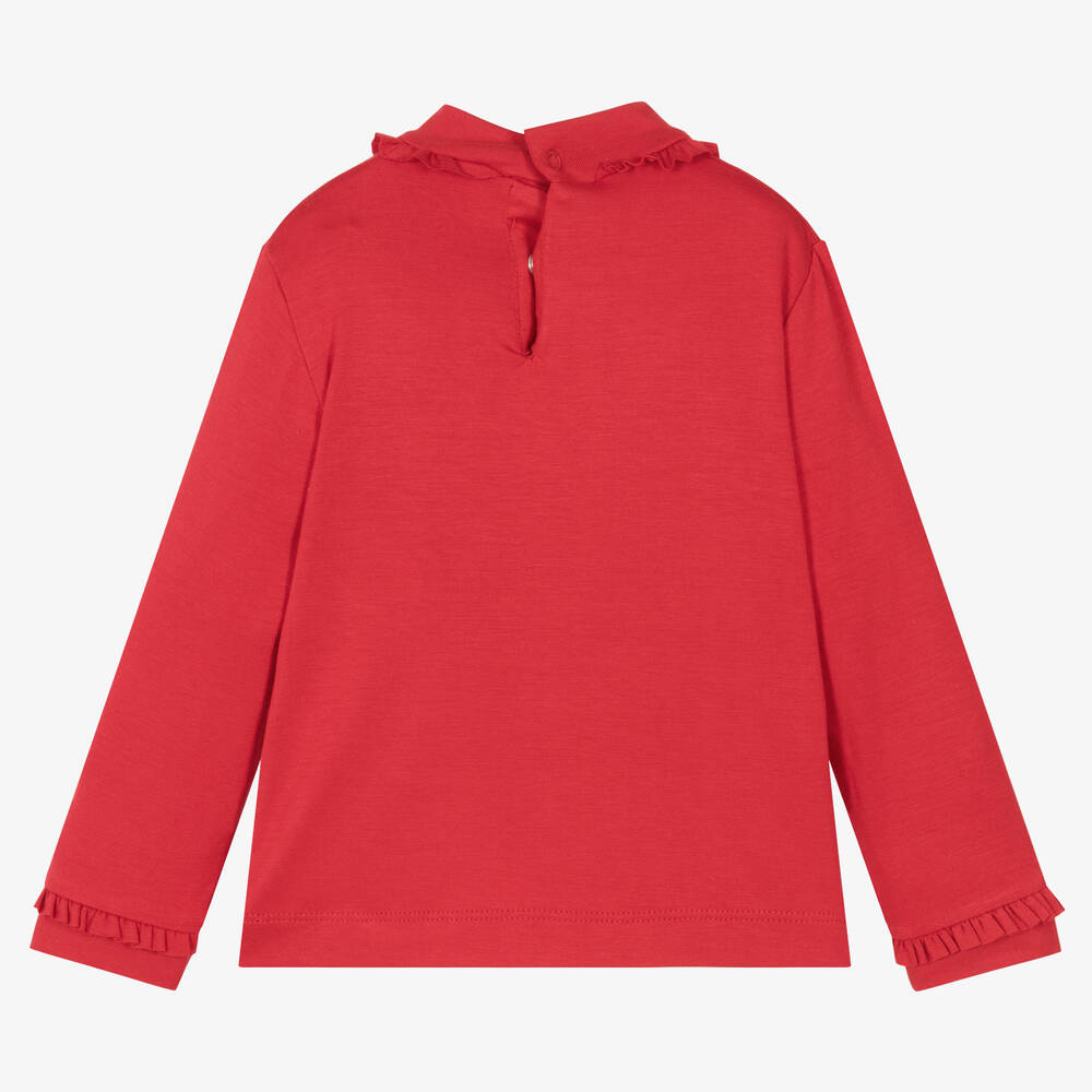Mayoral-Girls Red Viscose Frilled Top | Childrensalon Outlet