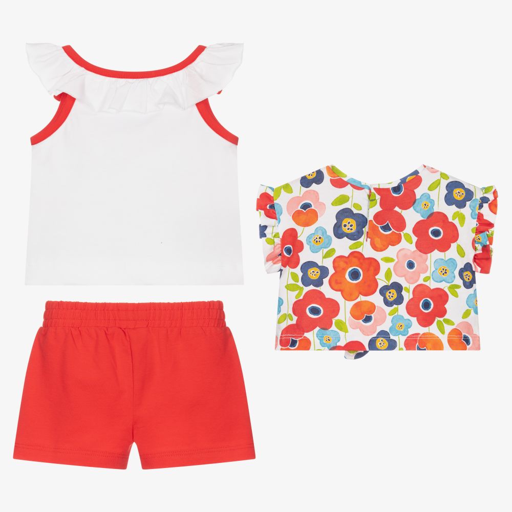 Mayoral-Girls Red & White Shorts Set | Childrensalon Outlet